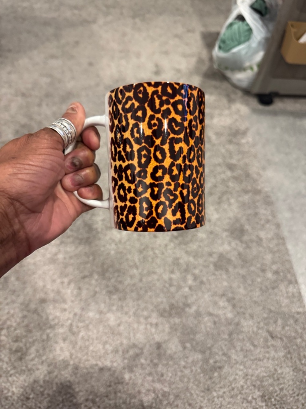 Leopard Print Ceramic Coffee Mug - Orange